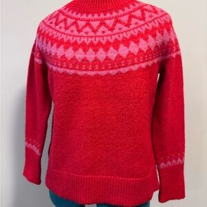 Talbots Red and Pink Geometric Sweater